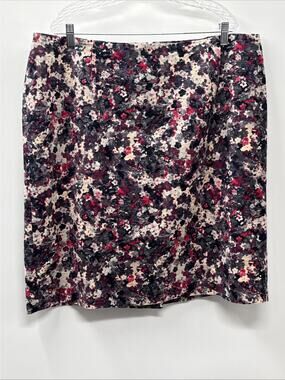 Talbots Purple Pink Gray Floral Pencil Skirt Career Womens Size 20W Back Zipper